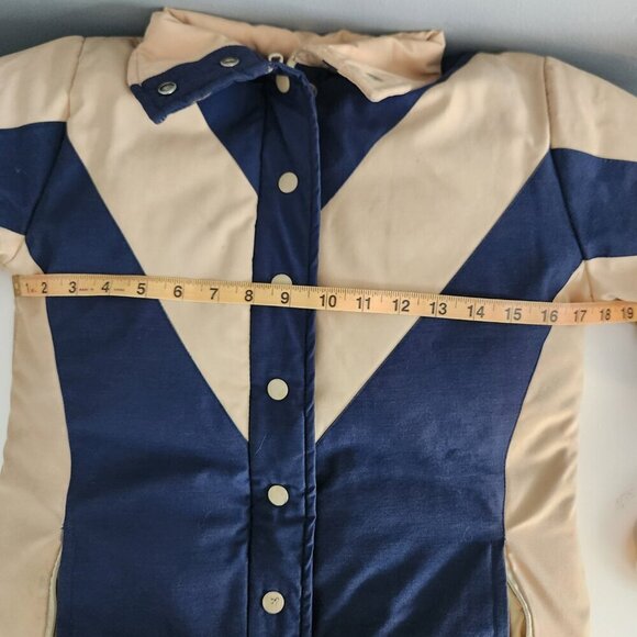 Vintage Down Jacket Blue and Tan Chevron Women's Size Small - Picture 13 of 14